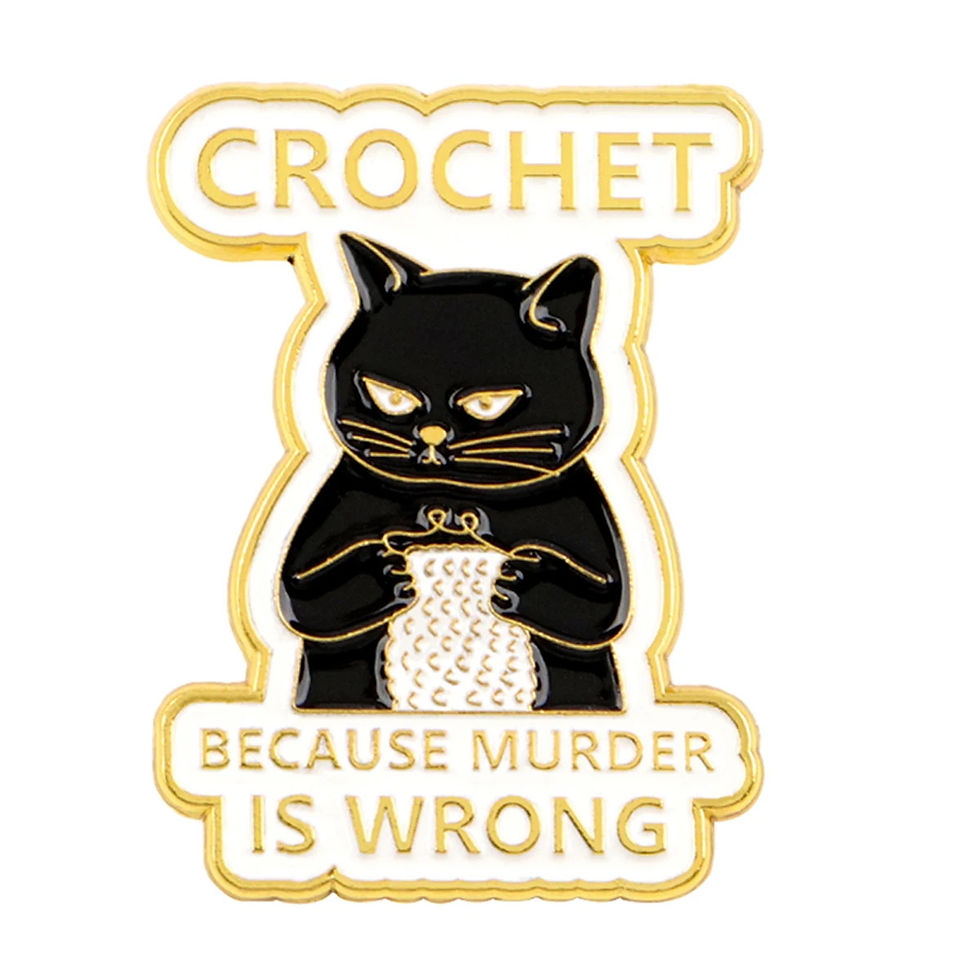 Thumbnail: crochet cat enamel pin badge
