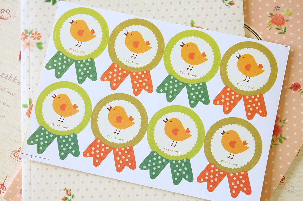 Thumbnail: thank you bird prize ribbon sticker seals