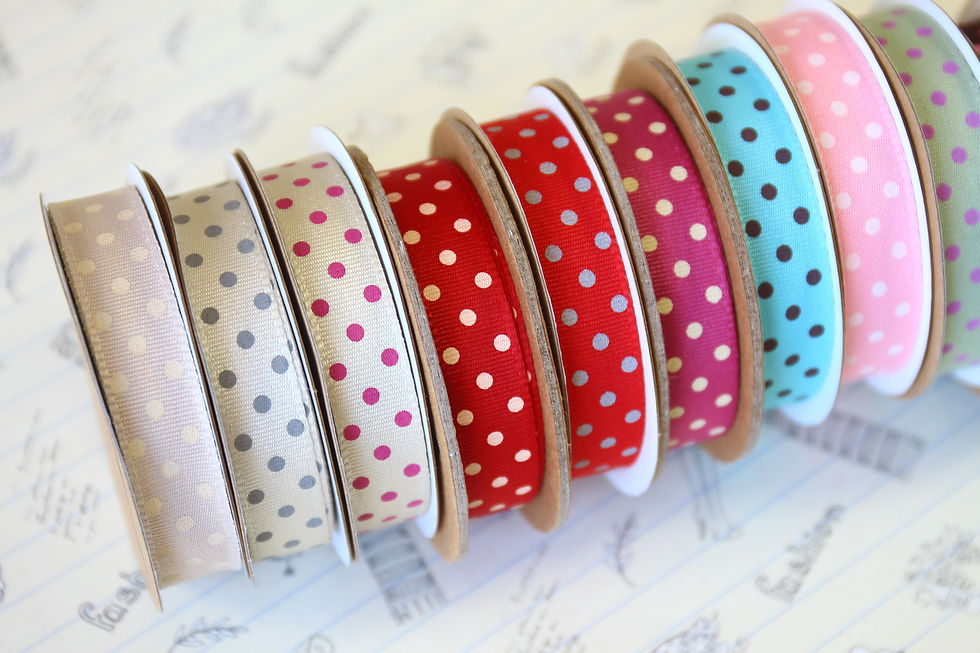 Thumbnail: red & grey polka dot grosgrain ribbon