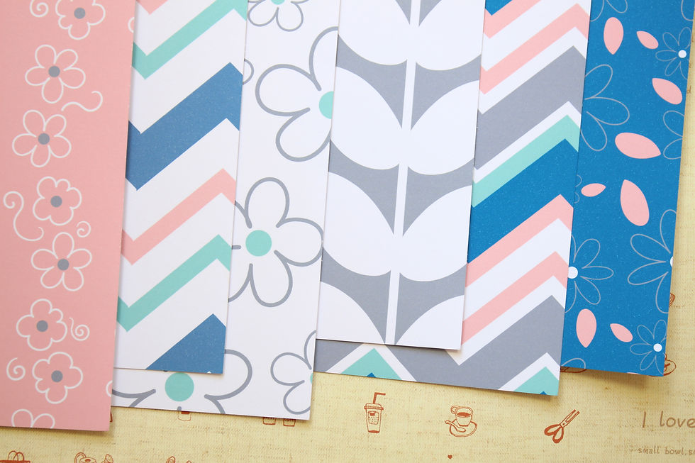 set 01 pink & blue spring flowers mix printed card stock