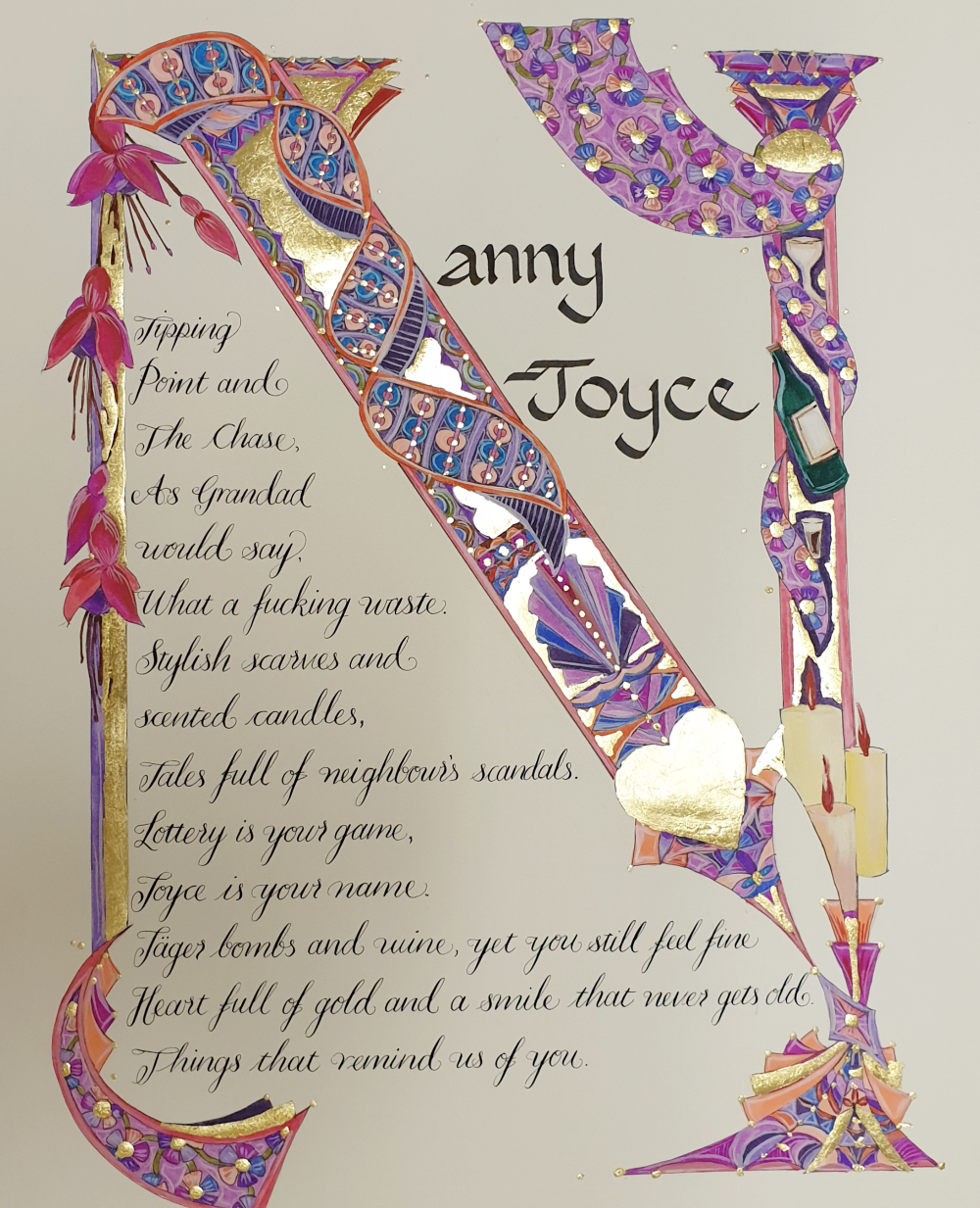 Initial N with poem