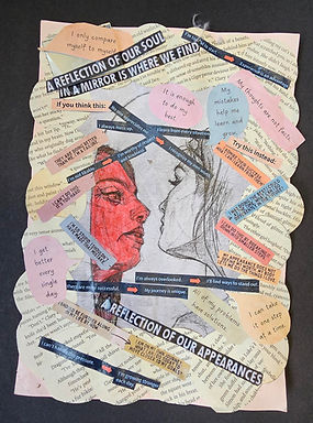 Book pages, art, mixed media, collage, art for autism