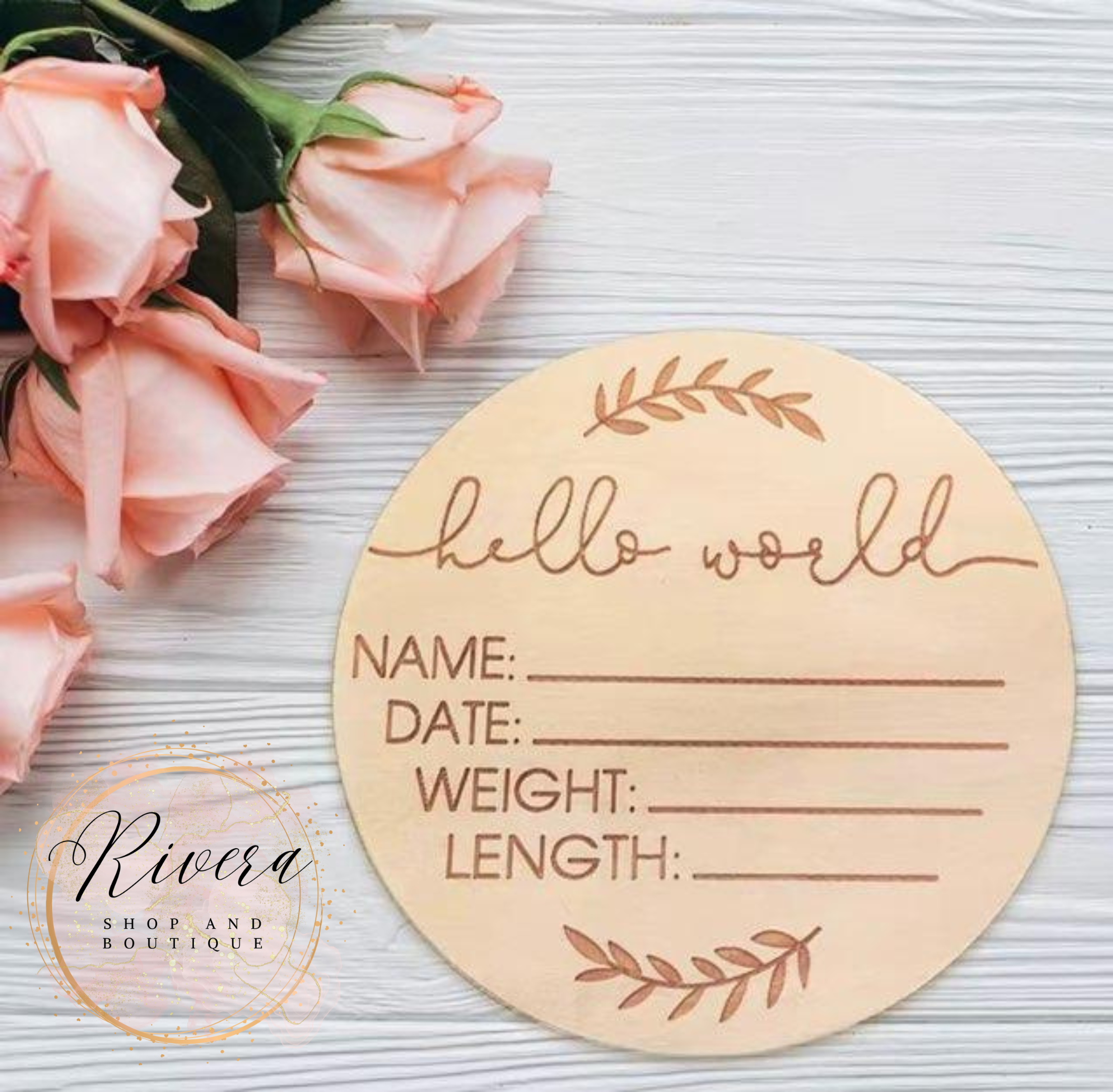 Wood Baby Sign with Birth Stats