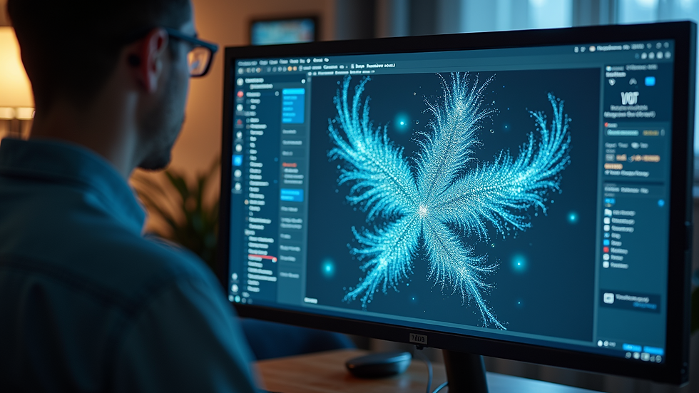 Eye-level view of a computer screen displaying AI-generated art