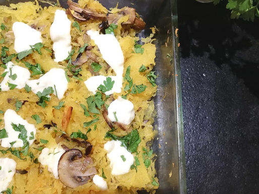 Courge spaghetti aux champignons