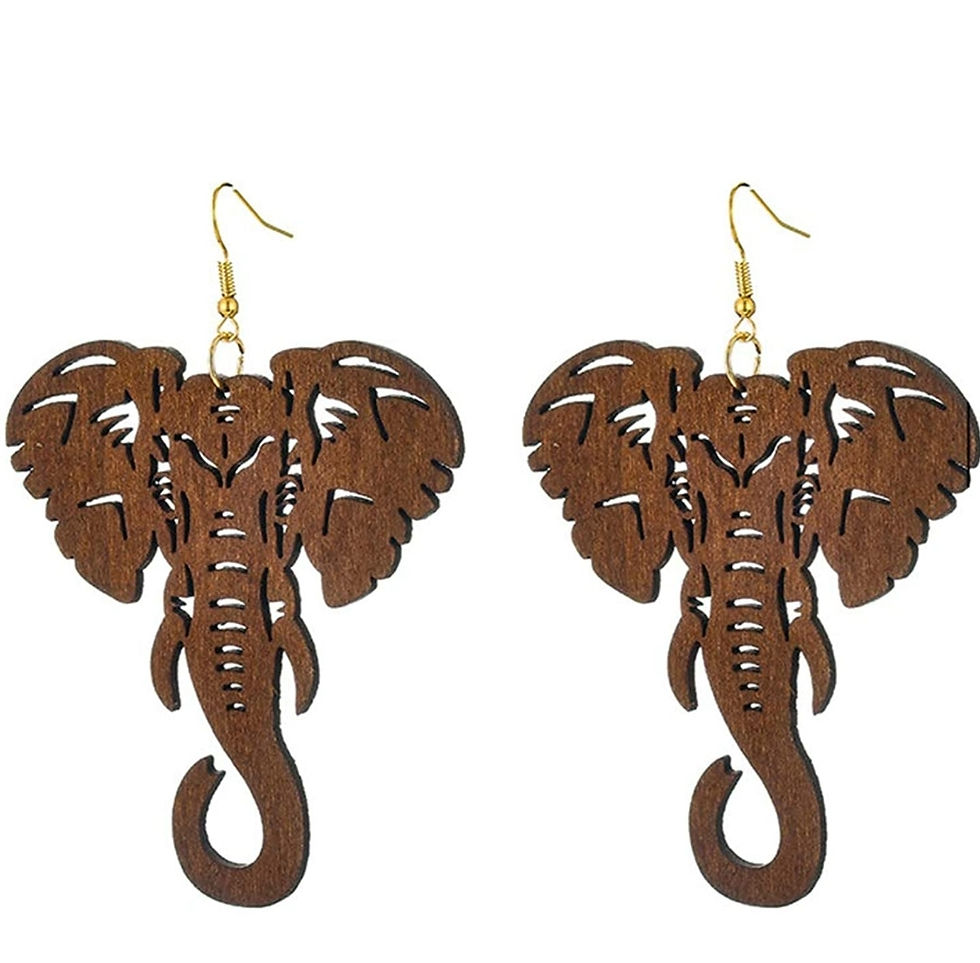 Thumbnail: Wooden Elephant Earrings 