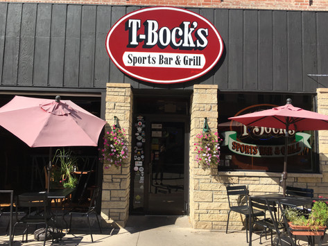 Outdoor patio at T-Bock's Sports Bar & Grill in Decoah, Iowa.