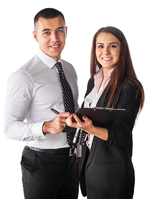 Two Happy Colleagues, Man and Woman - Friendly Workplace