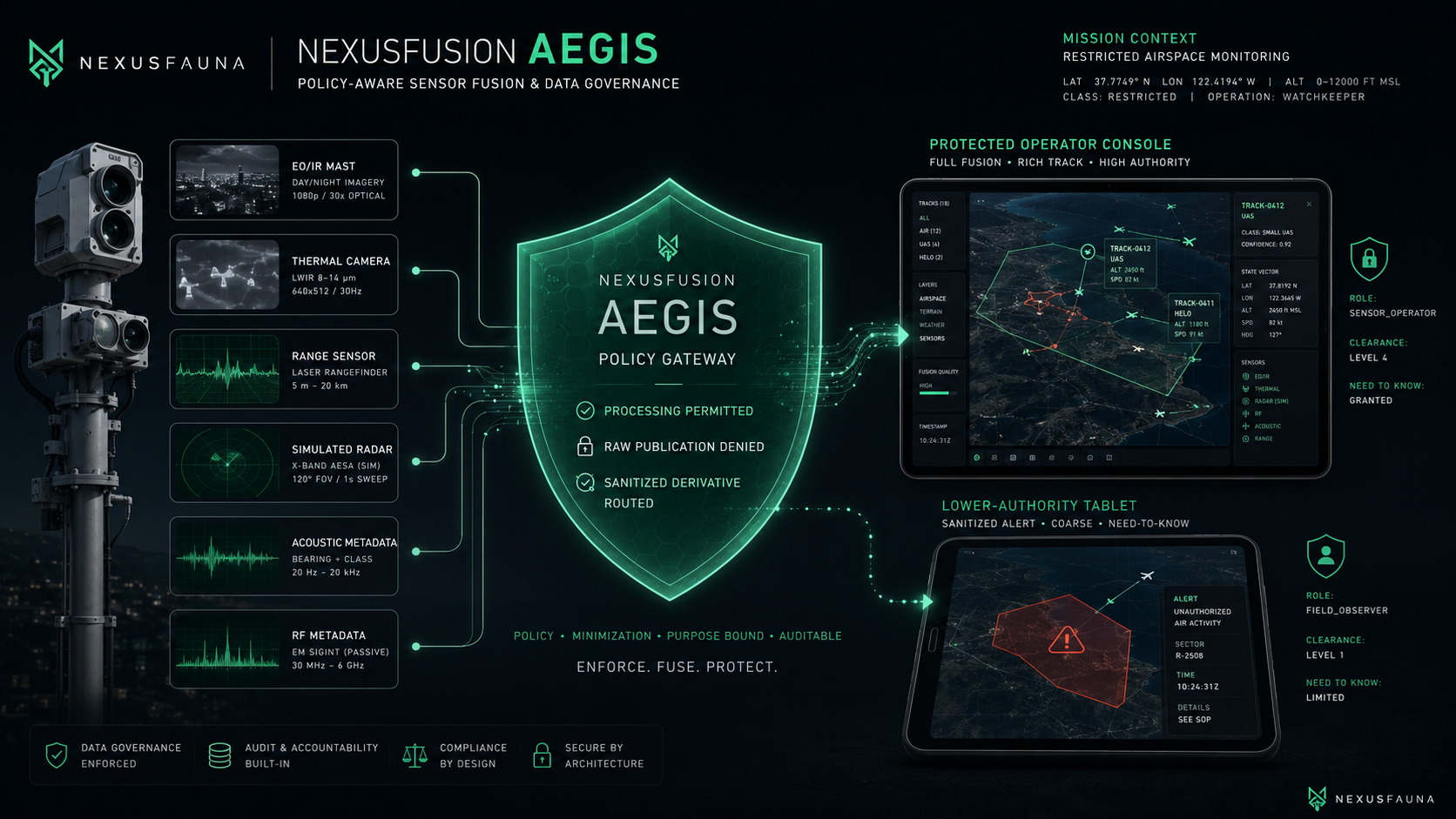 NexusFusion Aegis policy gateway — enforce, protect, and provide evidence for every fusion decision