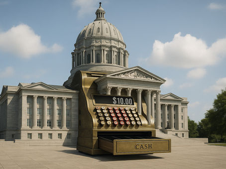 The Missouri State Capitol Building conflated with a cash register