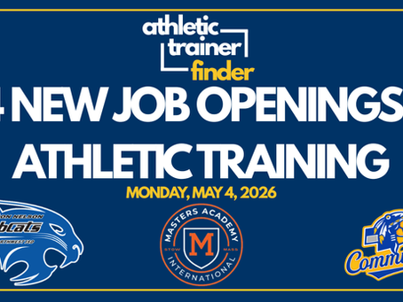 114 New Athletic Trainer Jobs — Monday, May 4th, 2026 - Including an abysmal wage from the Red Sox.
