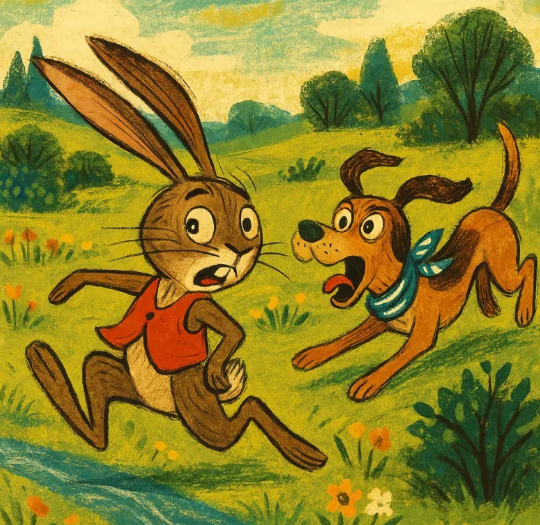 Rabbit chased by hound
