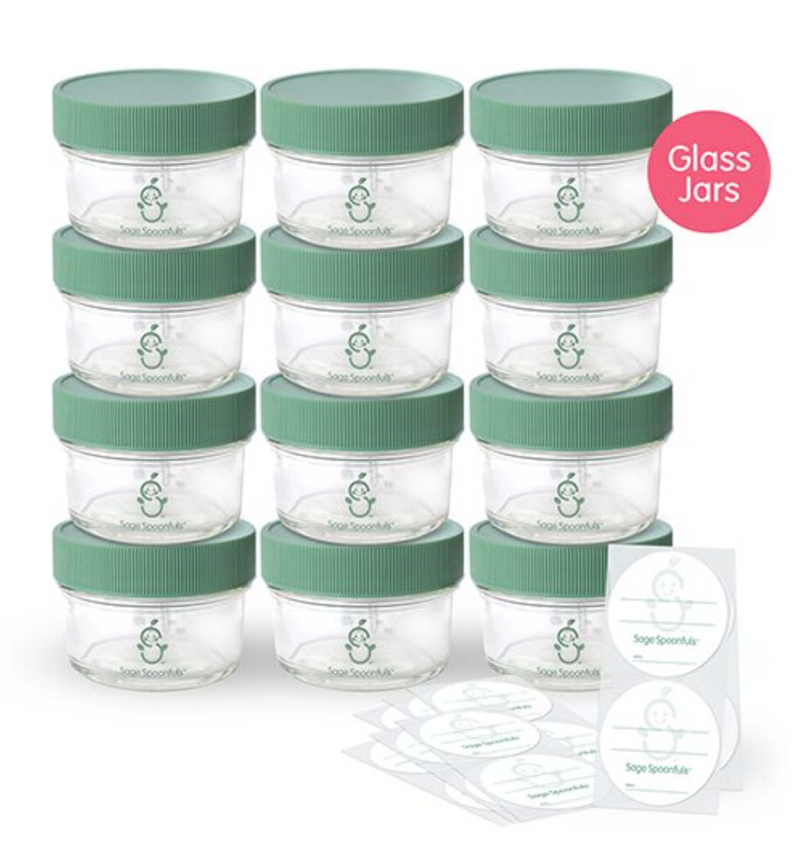 Sage Spoonfuls - Big Batch Storage Set (Glass) 4 Ounce (Pack of 12)