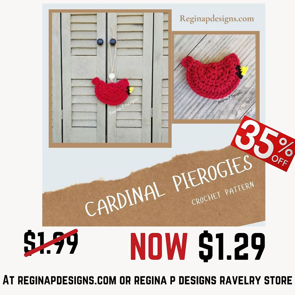 Cardinal Pierogies crochet pattern SALE