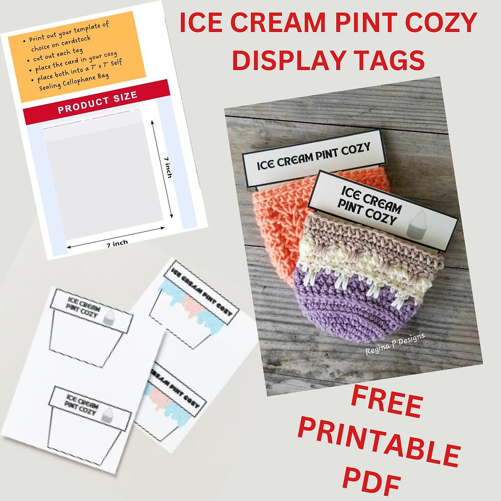 FREE Ice Cream Pint Cozy Display Tags