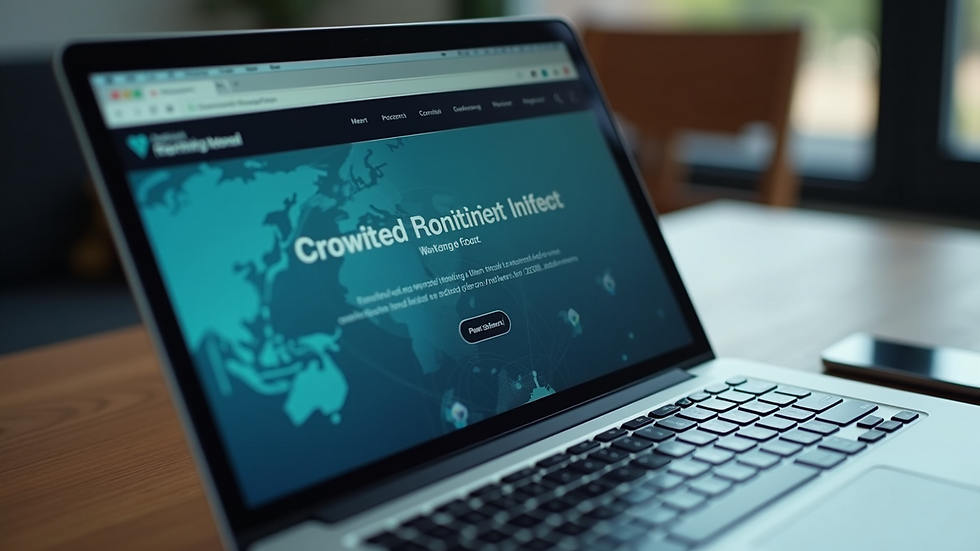 Close-up of a laptop screen showing a global recruitment platform