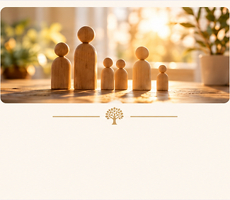 Figurines en bois représentant une famille, illustration des constellations familiales