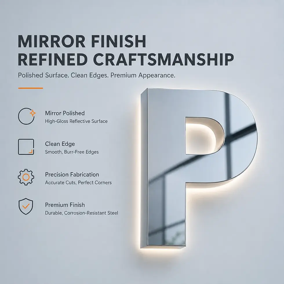 Thumbnail: Mirror Polished Illuminated Back Lit Letter in Stainless Steel for Building