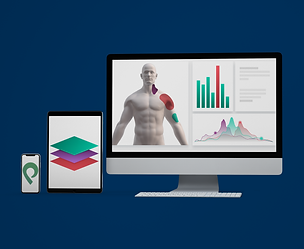 Navigate pain assessment software on phone, tablet and computer screen showing data change over time