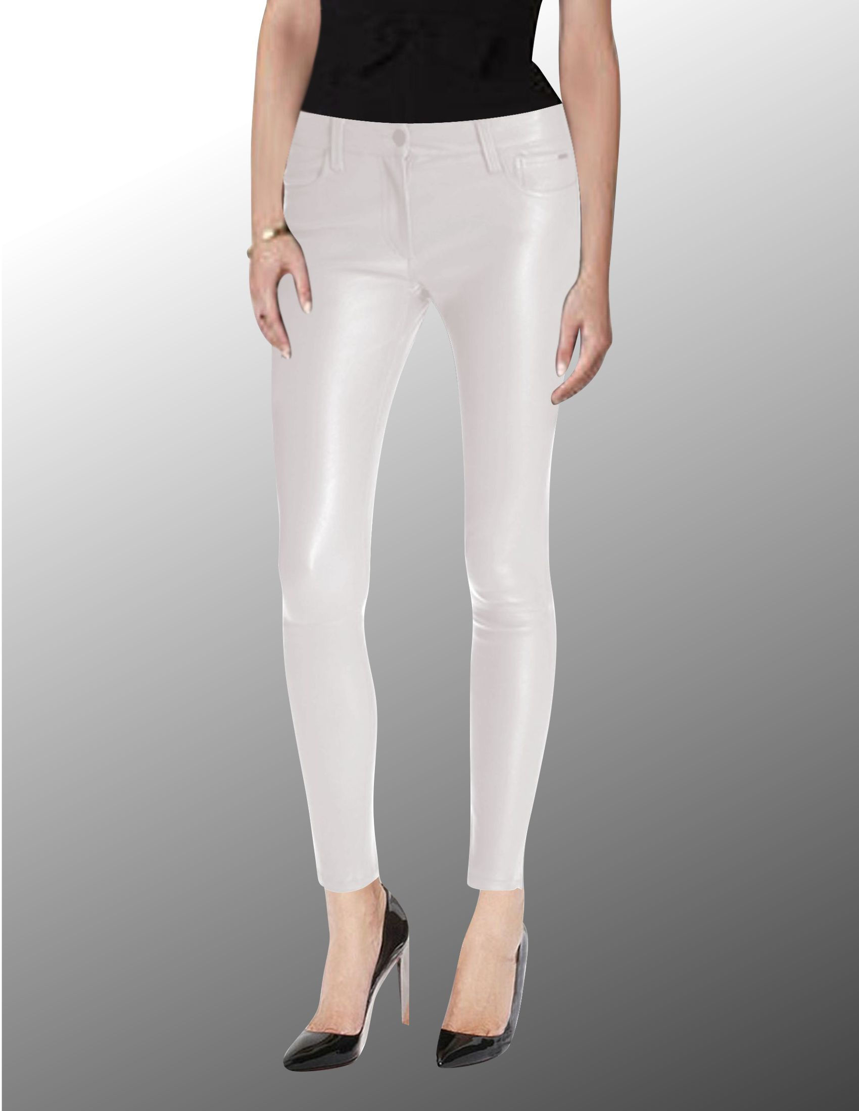 White Leather Skinny Jean