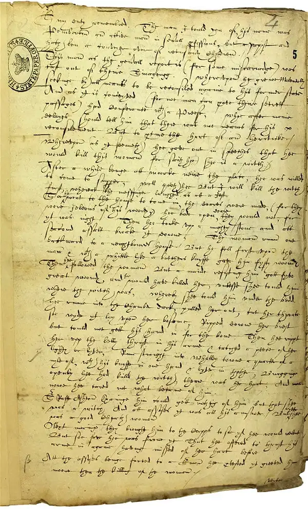 Bruxas sem nome: uma bruxa assassinada, esta fonte contém um exemplo da violência extrema que poderia ser cometida contra pessoas que foram acusadas de bruxaria , 2 de dezembro de 1625, via National Archives UK