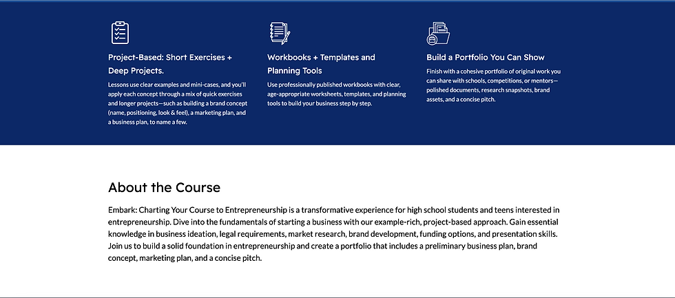 Course Snapshot + About Section