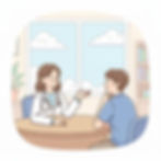 Cartoon image of psychiatric provider talking to a patient.