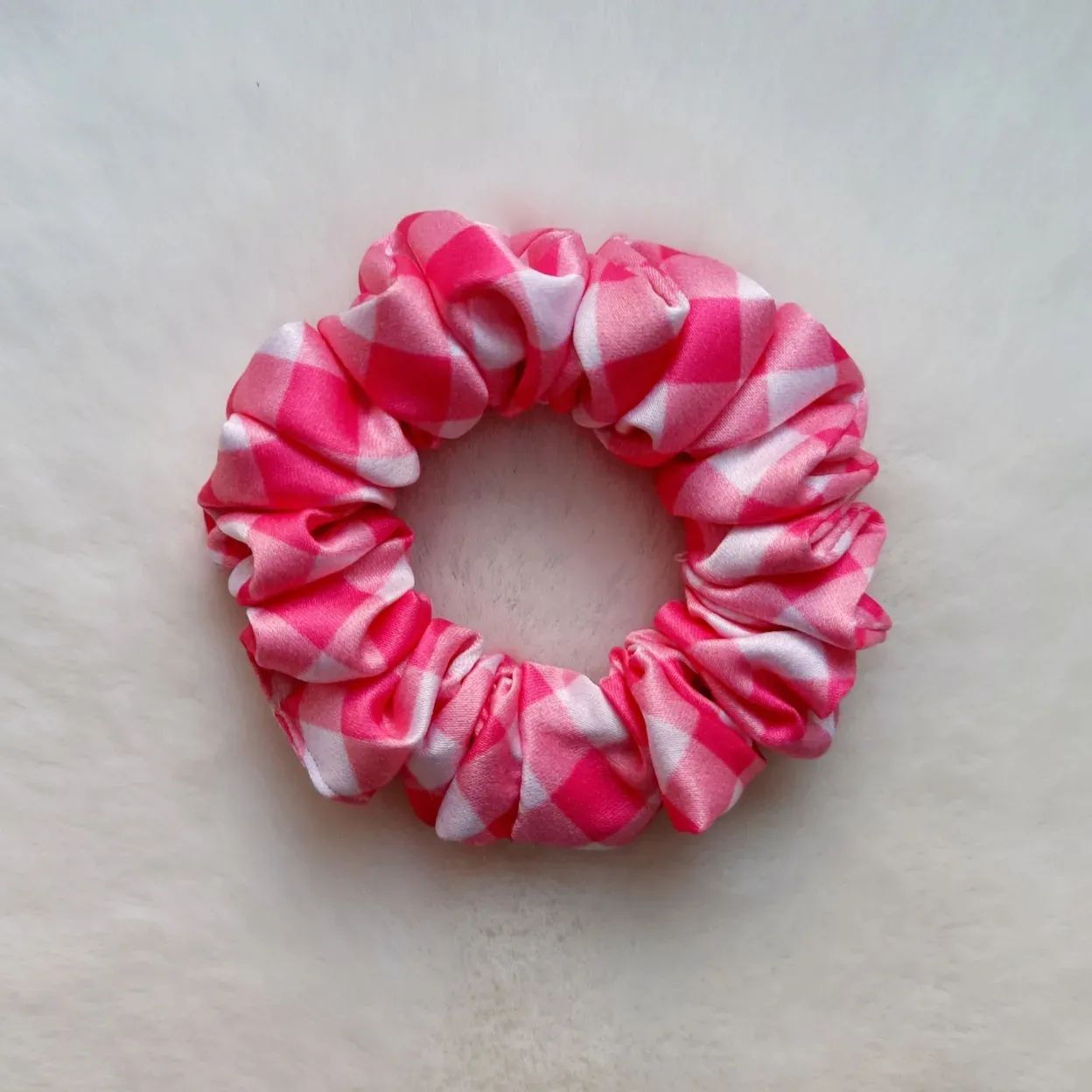 Printed Scrunchie - Pink Checked