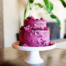 Olive Oil Cake with Blackberry Mascarpone Frosting and Wild Flowers Himalayan Balsam in Glacier Washington 