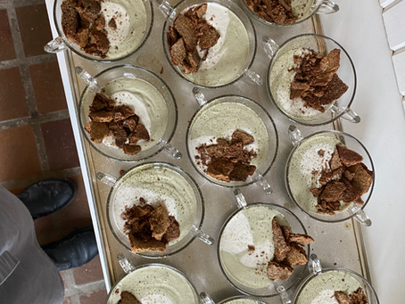 Matcha Chia Pudding and Buckwheat Shortbread Crumble