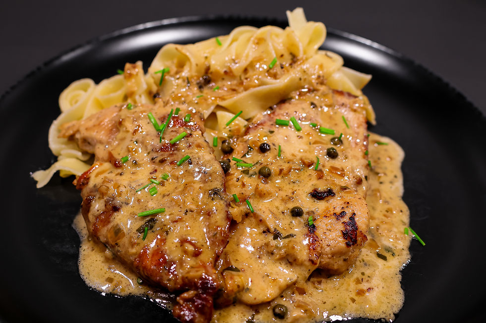 Green Peppercorn Chicken with Tagliatelle
