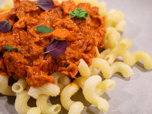 Swedish Turkey Sausage Stroganoff (Korv Stroganoff)