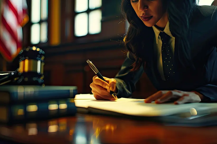 female-public-defender-writing-defense-strategy-courtroom.webp