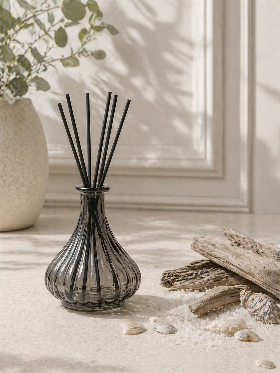 rock salt and driftwood handmade reed diffuser by whispering lily