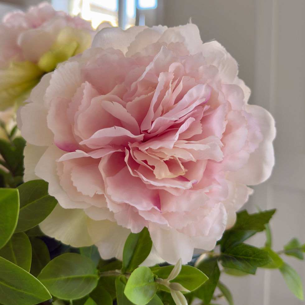 Thumbnail: blush pink peony faux flower stem close up - whispering-lily