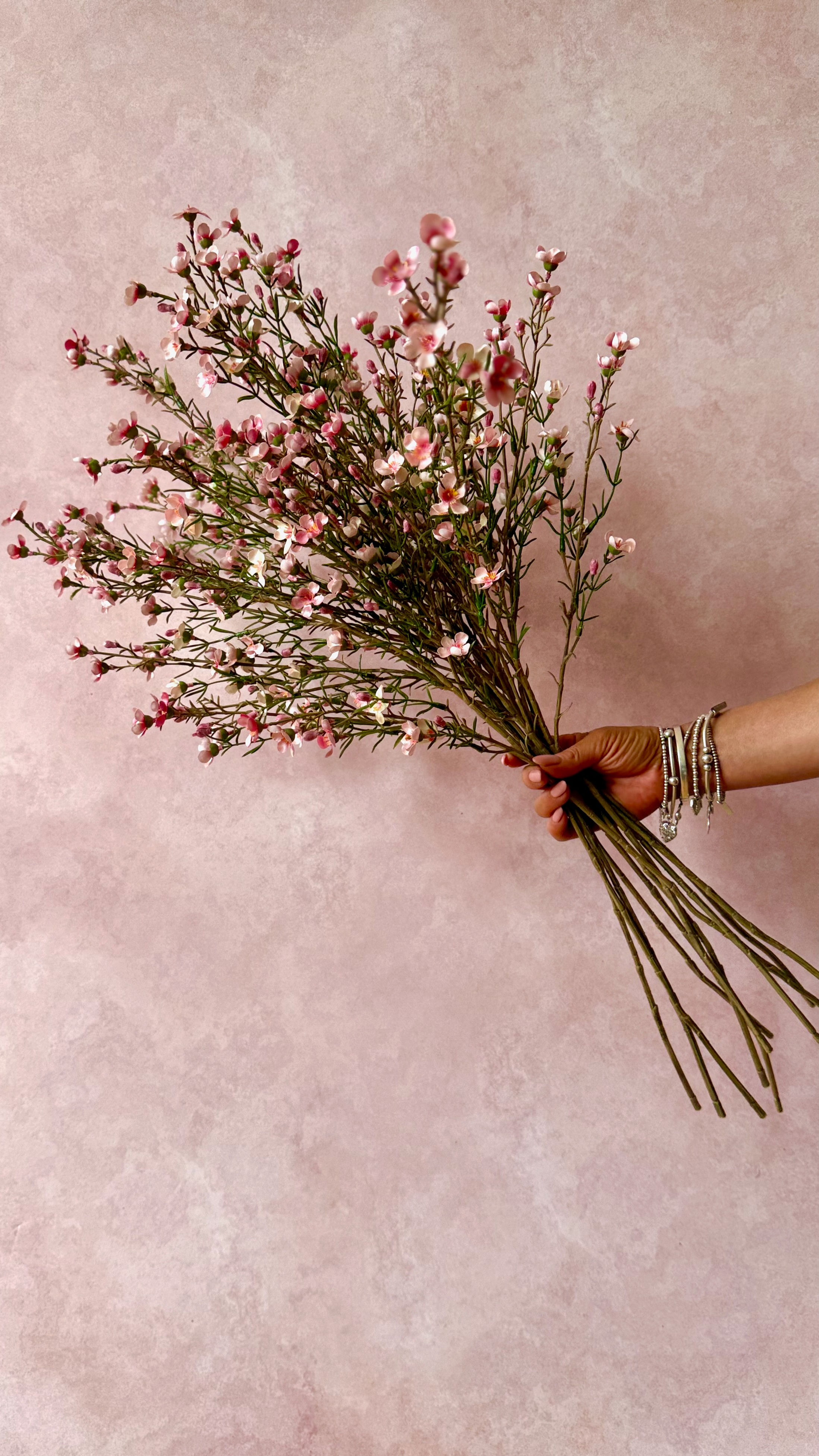 soft-pink-wax-flowers-faux-stems-whispering-lily