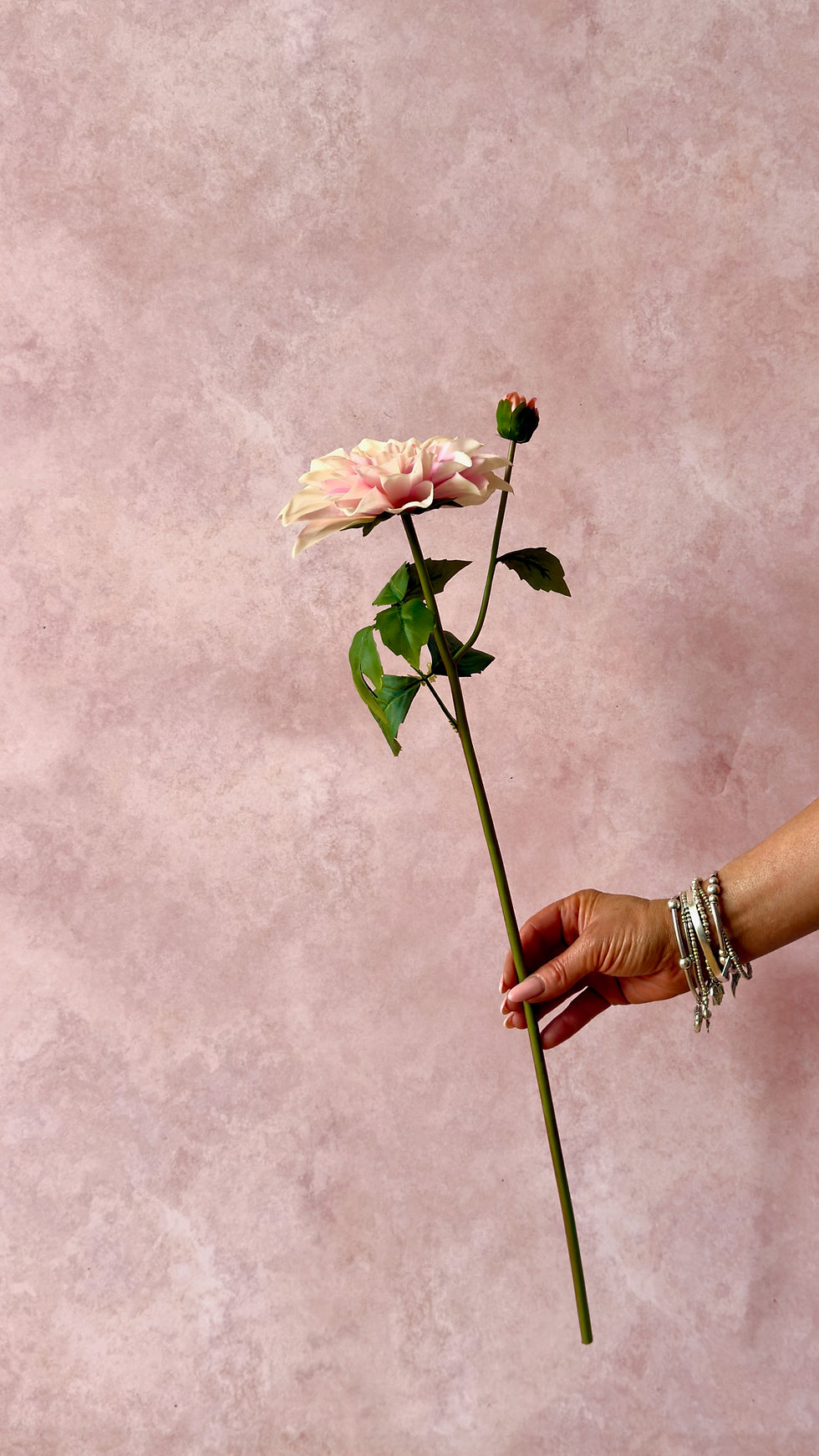 Pale Pink Dahlia - Real Touch Faux Stem - whispering lily