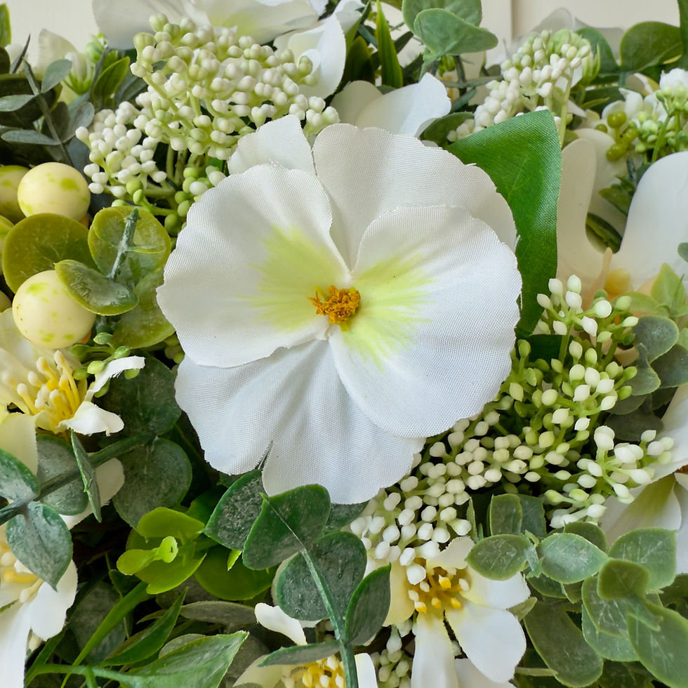 Thumbnail: Artificial door wreath with white orchids and white pansies