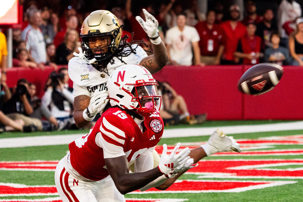Sep 7, 2024; Lincoln, Nebraska, USA; Nebraska Cornhuskers wide receiver Jaylen Lloyd (19) catches a pass
