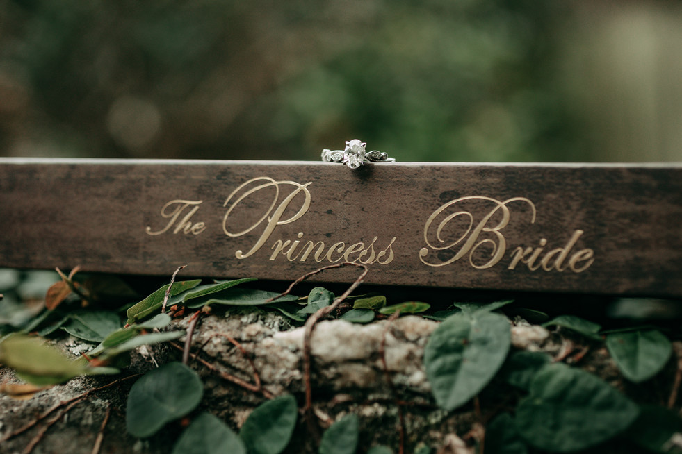 Jeremy and Shelby smiling during their fairytale engagement session in downtown Macon captured by a Macon Georgia engagement photographer