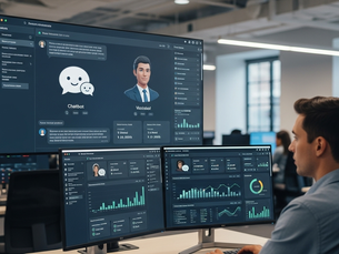 Interfaz de automatización del servicio al cliente con chatbot y asistente virtual, optimizando la atención en una empresa de Veracruz para mejorar eficiencia y experiencia.