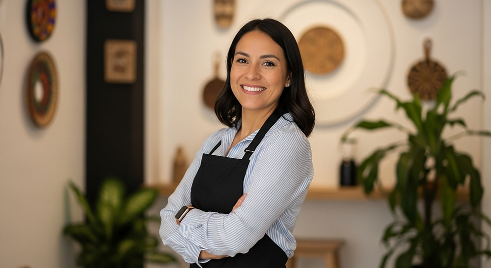 Empresario local en su negocio en Veracruz, sonriendo, como ejemplo de éxito al atraer más clientes con una estrategia de marketing digital efectiva.