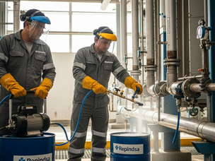 Equipo de Repindsa realizando un servicio de limpieza química en Veracruz.