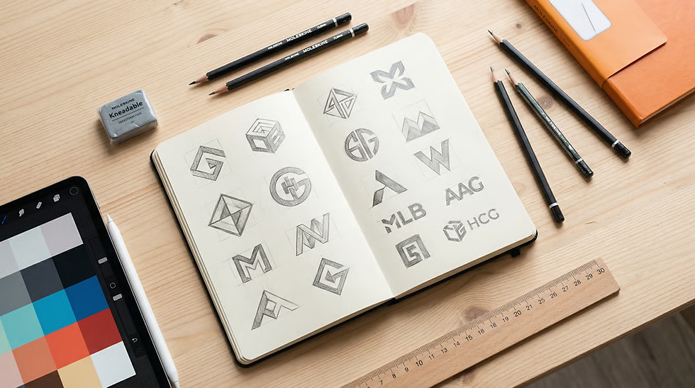 Proceso creativo de bocetaje para el Diseño de logotipos en Veracruz.