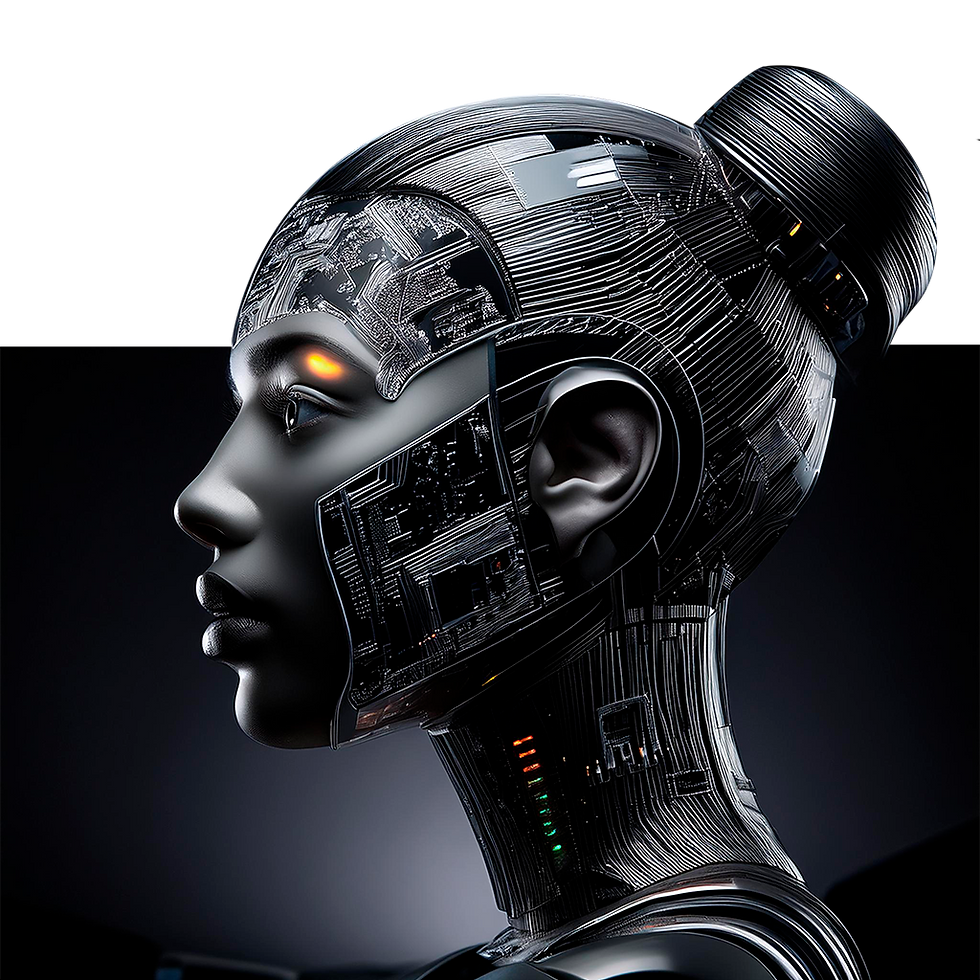 Rostro de un androide con circuitos expuestos simbolizando el uso de Inteligencia Artificial en el marketing digital.