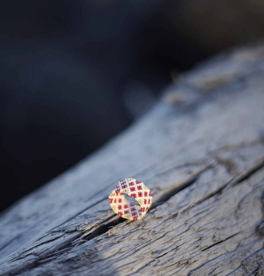 Miniatura: Pierścień beadingowy Fragile Red 