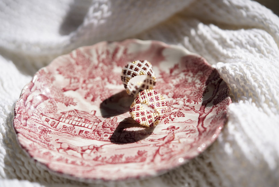 Miniatura: Pierścień beadingowy Fragile Red 