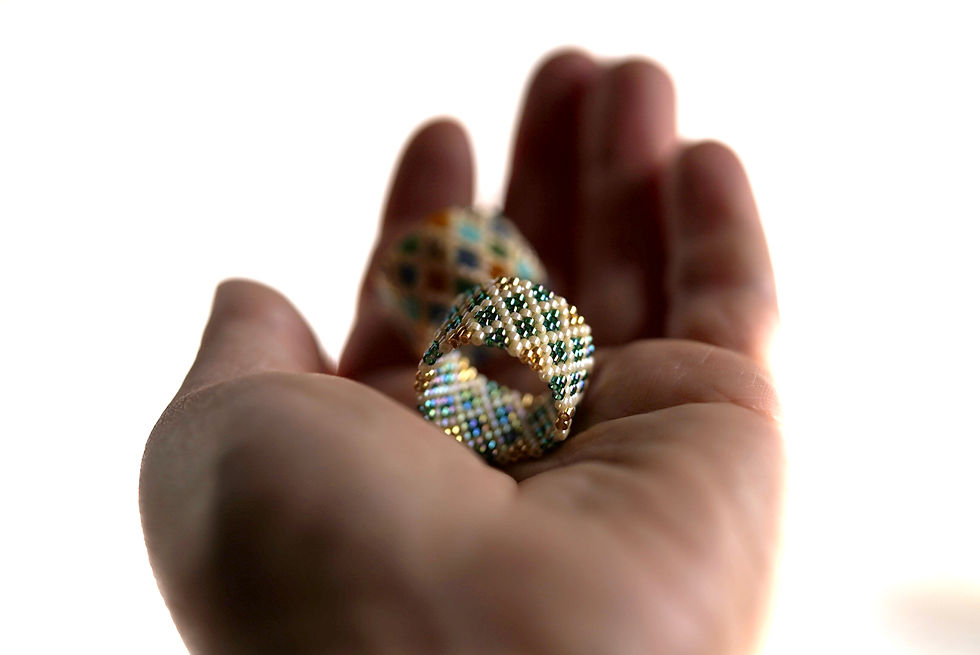 Miniatura: Pierścień beadingowy Fragile Green 