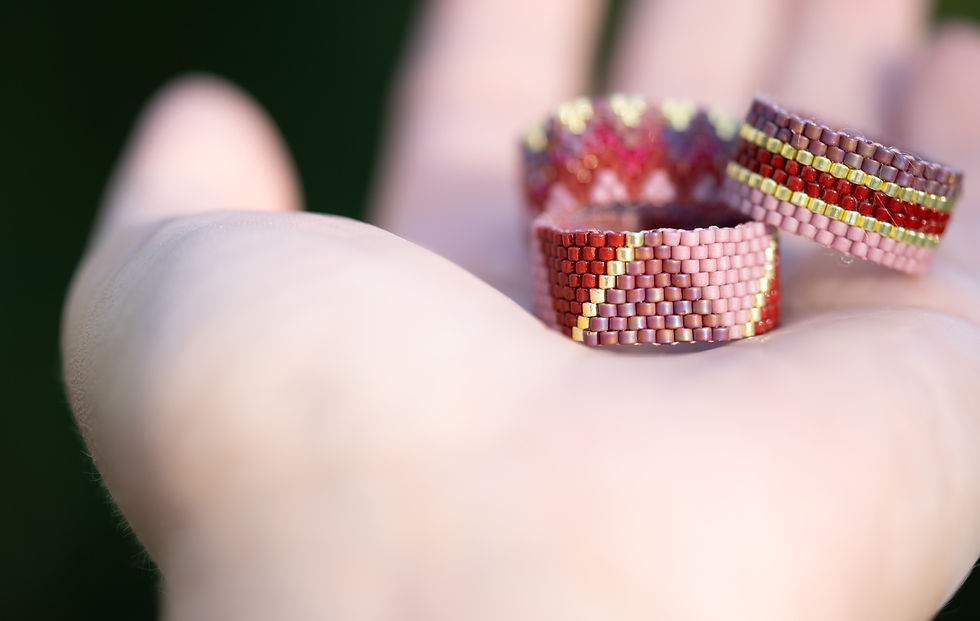 Pierścionek Beadingowy Bordeaux