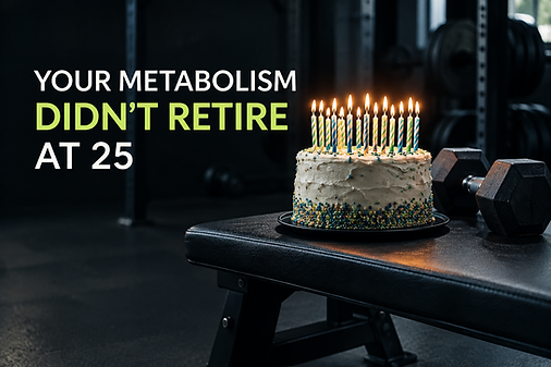 a birthday cake sitting on a weight bench in a gym